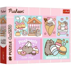 Conoce a Pusheen el gato 4x250 piezas puzzle - Trefl