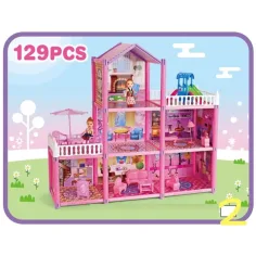 ¡Construye tu propio! casa de muñecas con muñeca y accesorios de 129 piezas