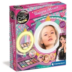 Crazy Chic: Espejo de maquillaje iluminado con unicornio - Clementoni
