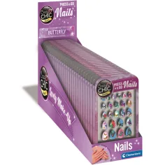 Crazy Chic: Set de uñas postizas autoadhesivas con mariposas 1ud - Clementoni