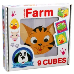 Cubo de cuentos de animales domésticos de 9 piezas