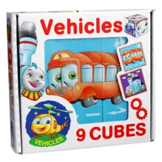 Cubo de cuentos de vehículos 9 piezas