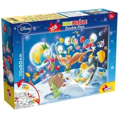 Cuentos de Pato: Donald en el espacio 2 en 1 rompecabezas y libro para colorear de 108 piezas 70x50cm - Lisciani