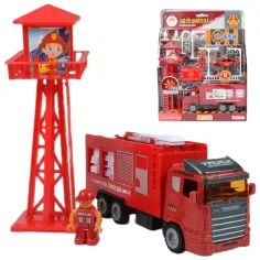 Cuerpo de Bomberos: Set de Estación de Bomberos con Torre de Vigilancia, Coche y Accesorios