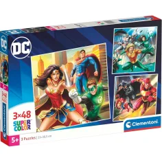 DC La liga de la justicia 3x48 piezas Supercolor puzzle - Clementoni