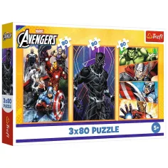 Día de acción de los Vengadores 3x80 piezas puzzle - Trefl