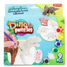 imagen de Dino Paint Set: Figura de dinosaurio pintable con pinturas y pincel, set de 9 piezas 2