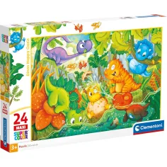 Dinosaurios juguetones 24 piezas maxi supercolor puzzle - Clementoni