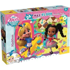 Disney Alicia en el País de las Maravillas 2 en 1 maxi puzzle y libro para colorear de 24 piezas 70x50cm - Lisciani