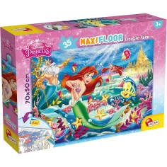 Disney Ariel 2 en 1 35 piezas maxi puzzle y colorear 70x50cm - Lisciani
