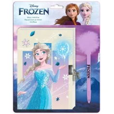 Disney: Diario secreto de Frozen 2 con candado y bolígrafo pom-pom 12x18cm 60 páginas
