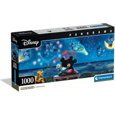 Disney - La noche mágica de Mickey y Minnie puzzle panorámico de 1000 piezas con póster - Clementoni