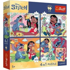 imagen de Disney Lilo & Stitch - 4 x 88 piezas Premium Plus Kids puzzle - Trefl 1