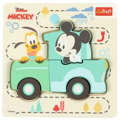 imagen de Disney Mickey Mouse en el coche rompecabezas de formas de madera - Trefl 1