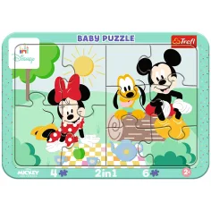 Disney Minnie y Mickey Mouse aventuras 2 en 1 rompecabezas con marco - Trefl