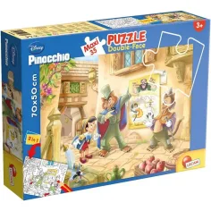 Disney Pinocho 2 en 1 maxi puzzle de 35 piezas y colorear 70x50cm - Lisciani