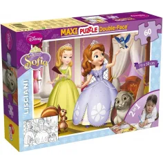 Disney Sofía la princesa 2 en 1 60 piezas maxi puzzle y colorear 70x50cm - Lisciani