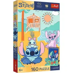 imagen de Disney Stitch en la playa rompecabezas de 160 piezas con póster - Trefl 1