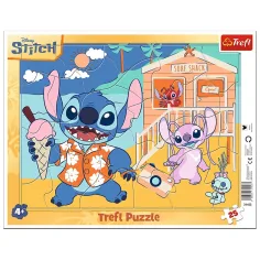 Disney Stitch en la playa rompecabezas de 25 piezas con marco - Trefl