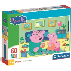 Diversión familiar de Peppa Cerdita rompecabezas Supercolor de 60 piezas - Clementoni