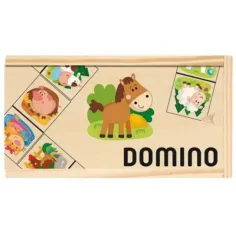 Dominó de madera con diseño de animales