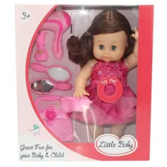 imagen de Dorina muñeca meona de cabello castaño de 36 cm con set de peluquería, accesorios y efectos de sonido 2
