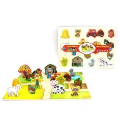 El rompecabezas de forma de dos caras de los animales de la granja de madera