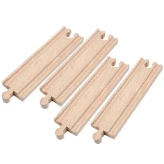 Elementos de riel recto de madera 4pcs