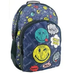 Emoji: Mochila escolar con diseño de caritas sonrientes 33x16x45cm
