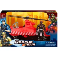 Equipo de Rescate helicóptero de bomberos con figura