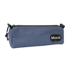 Estuche cilíndrico Mood Chrome azul oscuro 21x7x7cm