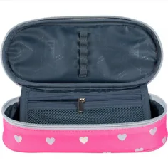 imagen de Estuche ovalado rosa con estampado de gatos de St.Right con purpurina 23cm 2
