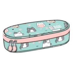 Estuche ovalado St.Right Charming Cats PC01 23x9,5x6cm