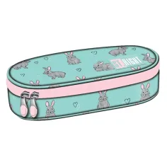 Estuche ovalado St.Right Conejo Gris PC01 23x9,5x6cm