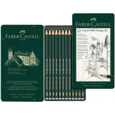 Faber-Castell: 9000 Diseño set de lápices de grafito en caja de metal 12 unidades