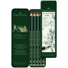 Faber-Castell: 9000 Jumbo lápiz de grafito en caja de metal set de 5 unidades