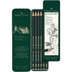 imagen de Faber-Castell: Castell 9000 Lápiz de grafito set de 6 en caja de metal 2