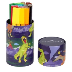 Faber-Castell: Conjunto de Rotuladores Conectores – Caja cilíndrica de 20 unidades con dinosaurios
