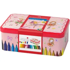 Faber Castell: Conjunto de rotuladores Connector de 33 piezas en caja de metal con diseño de bailarina