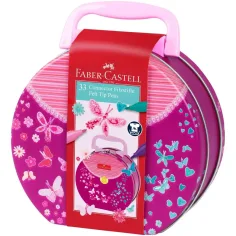 Faber Castell: Conjunto de rotuladores Connector de 33 piezas en un bolso de mano de metal con mariposas