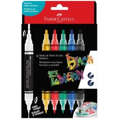 Faber-Castell: Edición Negra Shake & Paint 2 de 3mm y 1mm, set de 6 marcadores de colores