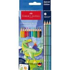 Faber-Castell: Set de lápices de colores con dinosaurios Grip 10+3 unidades