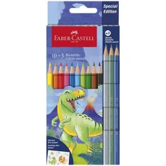 Faber-Castell: Set de lápices de colores de dinosaurios 10+3 unidades