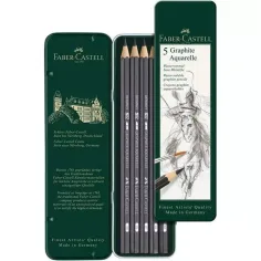 imagen de Faber-Castell: Set de lápices de grafito acuarelables en caja de metal de 5 piezas 2