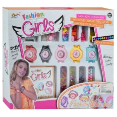 Fashion Girls: Kit de pulsera de reloj con cuentas de colores, 5 bases de reloj y accesorios