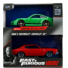 imagen de Fast & Furious Legacy Series – Dom Chevrolet Chevelle SS y Porsche 911 GT3 (997) set de modelos de coches de metal - Jada Toys 1