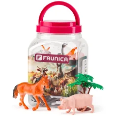 Faunica: Conjunto de juguetes de animales de granja en cubo - Woodyland