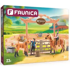 Faunica: Establo con caballos y jinetes set de juego de 23 piezas - Woodyland