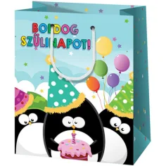 ¡Feliz cumpleaños! bolsa de regalo de tamaño gigante con estampado de pingüinos 40x56x20cm