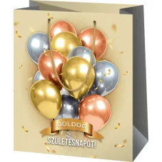 ¡Feliz Cumpleaños! bolsa de regalo grande con diseño de globos 26x13x33cm